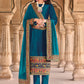 Pant Style Suit Velvet Teal Embroidered Salwar Kameez