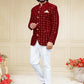 Jodhpuri Suit Velvet Maroon Embroidered Mens