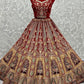 Lehenga Choli Velvet Red Dori Work Lehenga Choli
