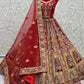 Lehenga Choli Velvet Red Dori Work Lehenga Choli