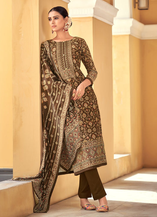 Pant Style Suit Velvet Green Digital Print Salwar Kameez