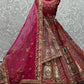 A Line Lehenga Velvet Pink Embroidered Lehenga Choli