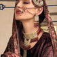 Salwar Suit Velvet Brown Embroidered Salwar Kameez