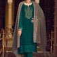 Salwar Suit Velvet Teal Embroidered Salwar Kameez