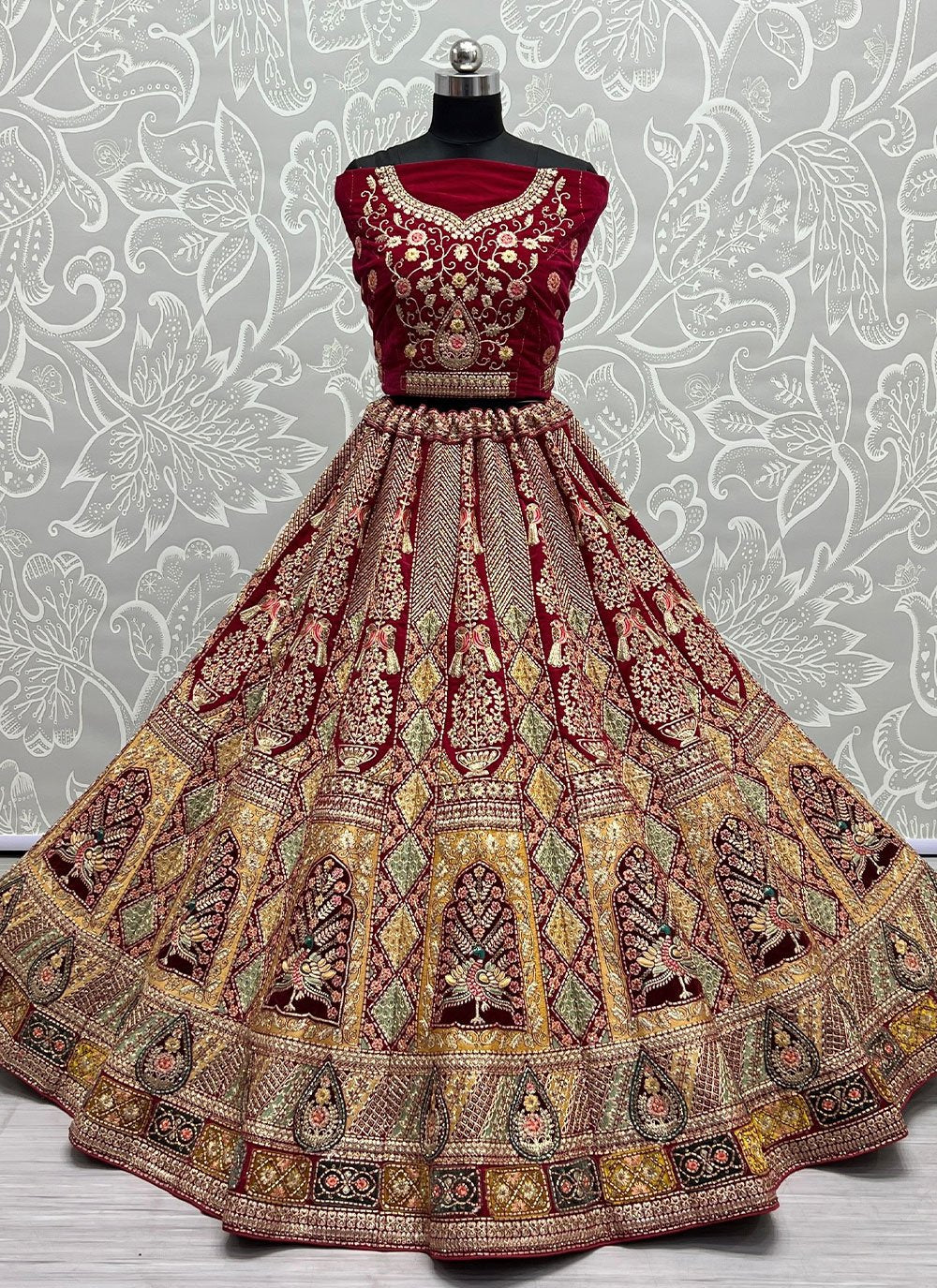 A Line Lehenga Velvet Pink Dori Work Lehenga Choli