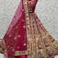A Line Lehenga Velvet Pink Dori Work Lehenga Choli