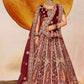 Lehenga Choli Velvet Maroon Dori Work Lehenga Choli