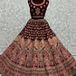 Lehenga Choli Velvet Maroon Diamond Lehenga Choli