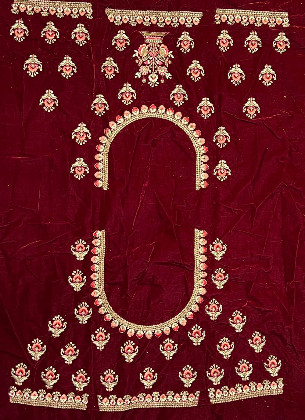 Lehenga Choli Velvet Maroon Diamond Lehenga Choli