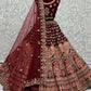 Lehenga Choli Velvet Maroon Diamond Lehenga Choli