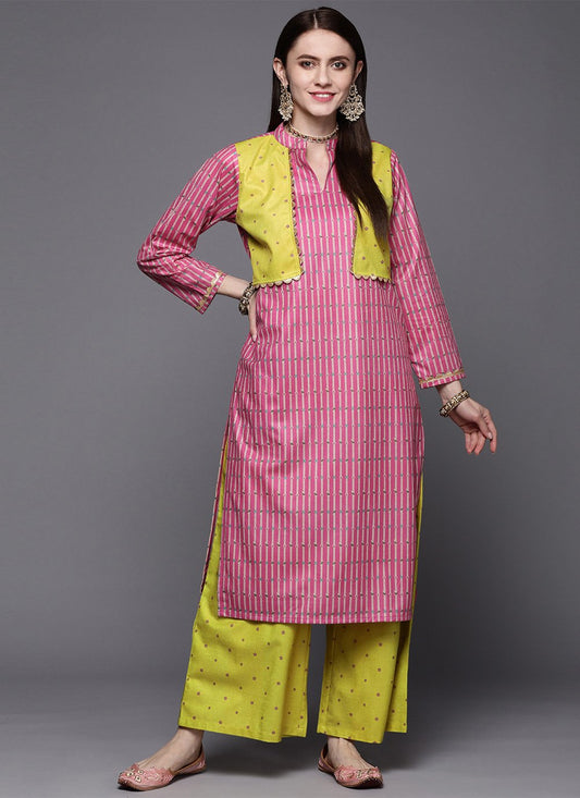 Party Wear Kurti Velvet Pink Woven Kurtis