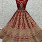 A Line Lehenga Velvet Red Diamond Lehenga Choli