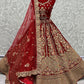 A Line Lehenga Velvet Red Diamond Lehenga Choli