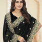 Trendy Saree Vichitra Silk Black Cut Work Saree