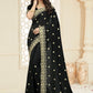 Trendy Saree Vichitra Silk Black Cut Work Saree