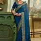 Contemporary Vichitra Silk Blue Embroidered Saree