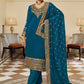 Salwar Suit Vichitra Silk Blue Embroidered Salwar Kameez