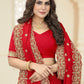 Classic Vichitra Silk Red Cut Work Saree