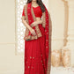 Classic Vichitra Silk Red Cut Work Saree