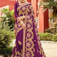 Traditional Saree Vichitra Silk Wine Diamond Saree