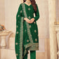 Salwar Suit Vichitra Silk Green Embroidered Salwar Kameez