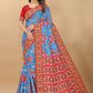 Trendy Saree Vichitra Silk Blue Digital Print Saree