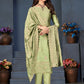 Straight Salwar Suit Vichitra Silk Green Embroidered Salwar Kameez