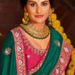 Trendy Saree Vichitra Silk Teal Embroidered Saree
