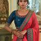 Classic Vichitra Silk Pink Embroidered Saree