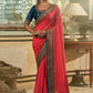 Classic Vichitra Silk Pink Embroidered Saree
