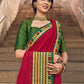 Classic Vichitra Silk Red Embroidered Saree