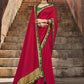 Classic Vichitra Silk Red Embroidered Saree