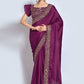Classic Vichitra Silk Purple Embroidered Saree