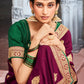 Trendy Saree Vichitra Silk Wine Embroidered Saree