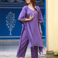 Salwar Suit Cotton Violet Fancy Work Salwar Kameez