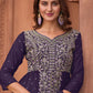 Salwar Suit Georgette Violet Embroidered Salwar Kameez