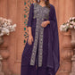 Salwar Suit Georgette Violet Embroidered Salwar Kameez