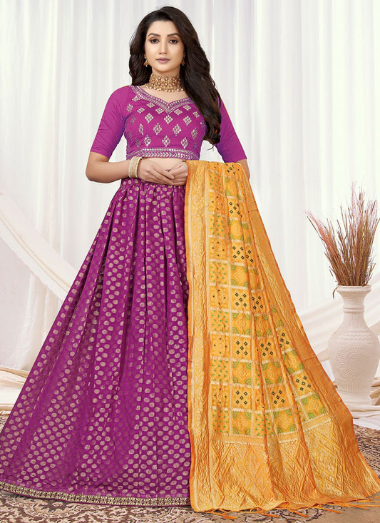 A Line Lehenga Viscose Violet Jacquard Work Lehenga Choli