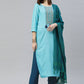 Salwar Suit Rayon Viscose Aqua Blue Embroidered Salwar Kameez