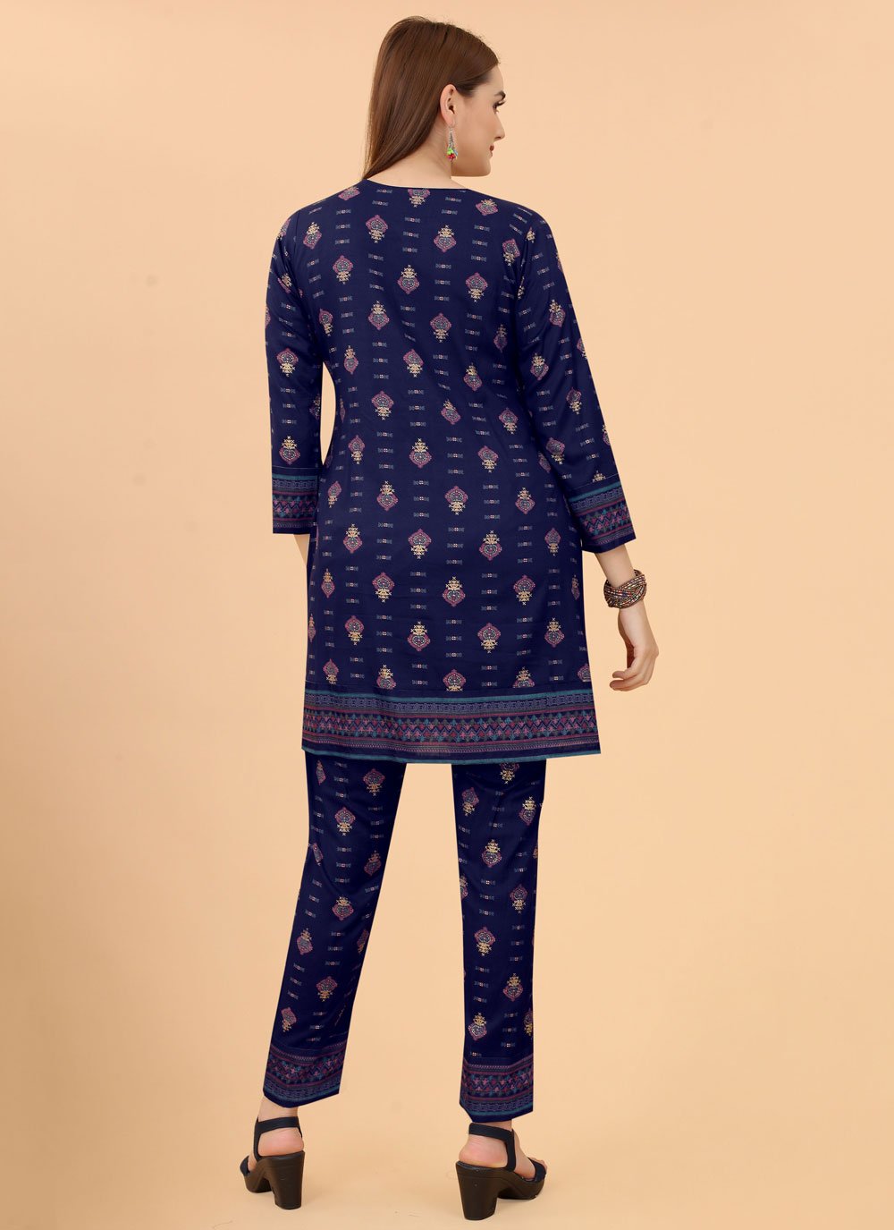 Party Wear Kurti Viscose Blue Print Kurtis