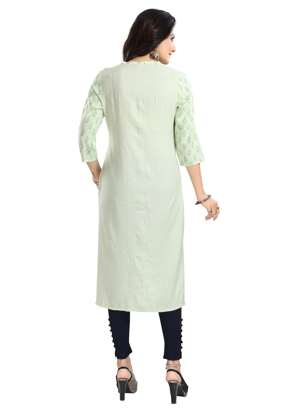 Casual Kurti Viscose Green Print Kurtis