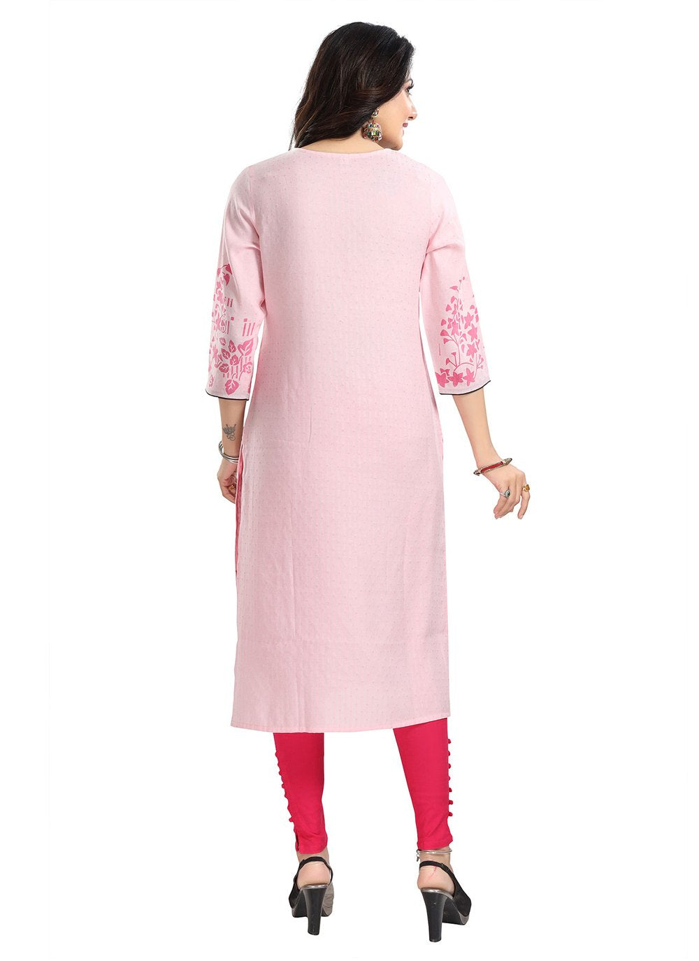 Casual Kurti Viscose Pink Print Kurtis