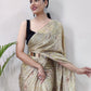 Classic Chiffon Viscose Beige Weaving Saree