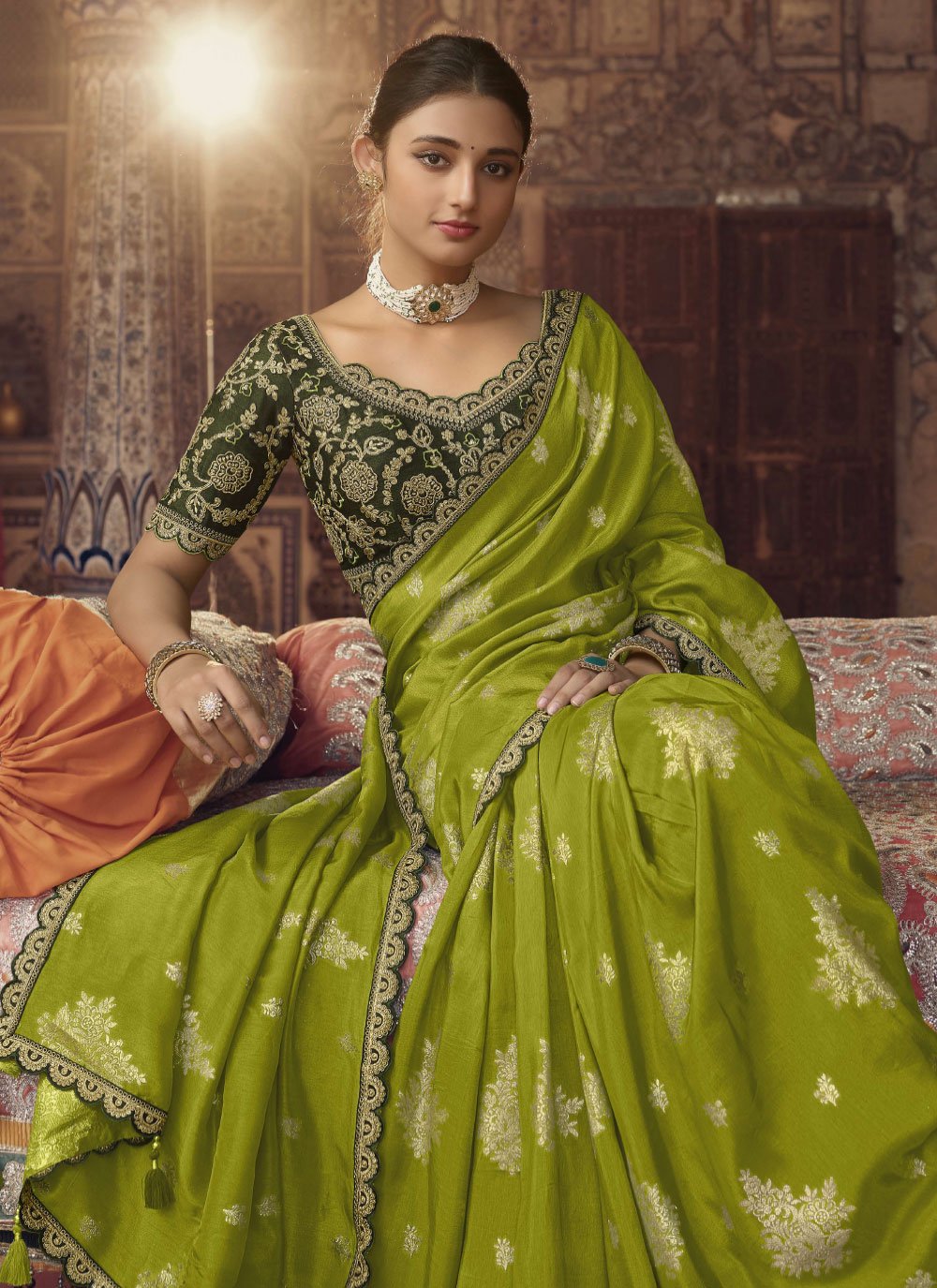 Classic Viscose Green Embroidered Saree