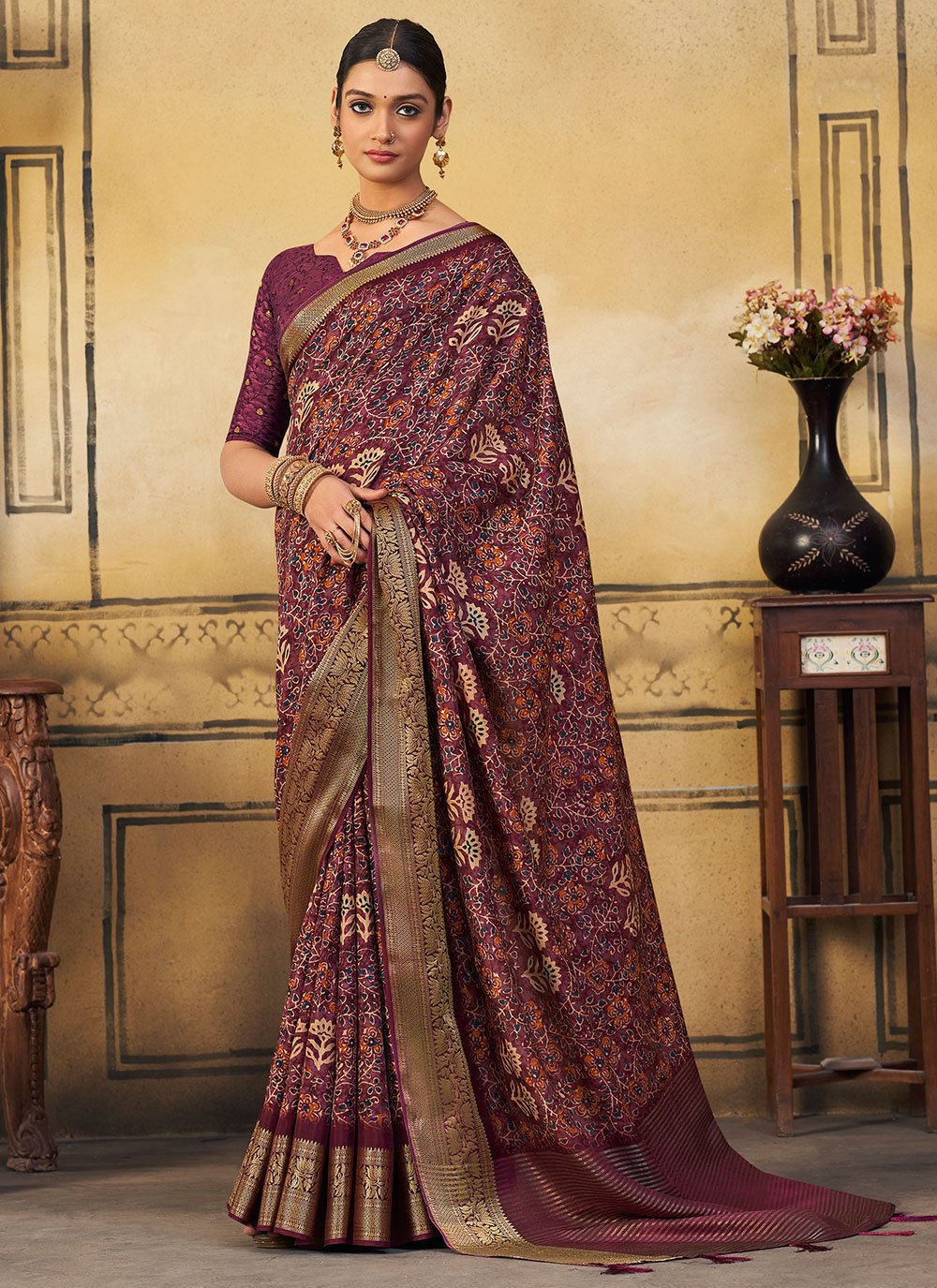 Contemporary Viscose Multi Colour Patch Border Saree