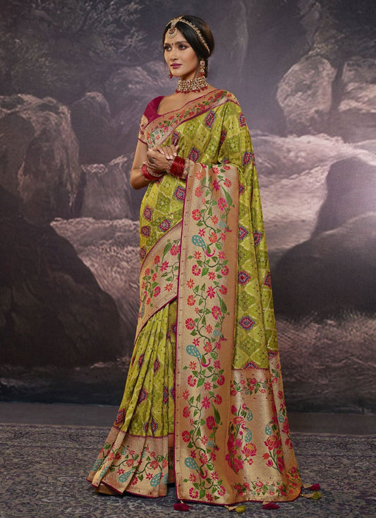 Contemporary Viscose Green Weaving Saree