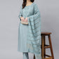 Pant Style Suit Viscose Aqua Blue Embroidered Salwar Kameez