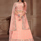 Readymade Lehenga Choli Viscose Peach Embroidered Lehenga Choli