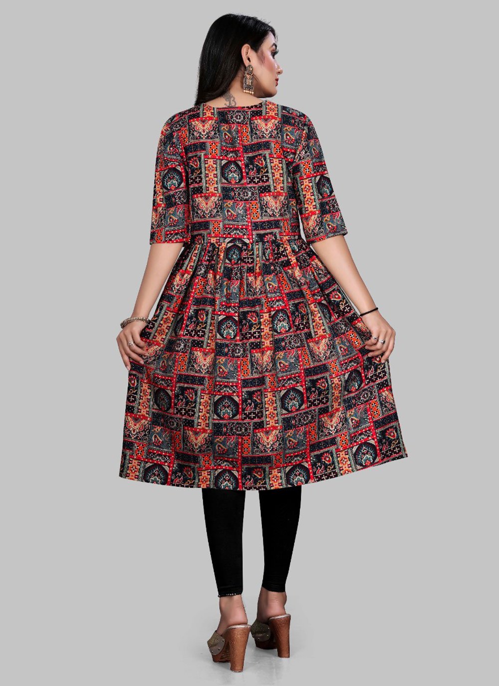 Designer Kurti Rayon Viscose Multi Colour Foil Print Kurtis