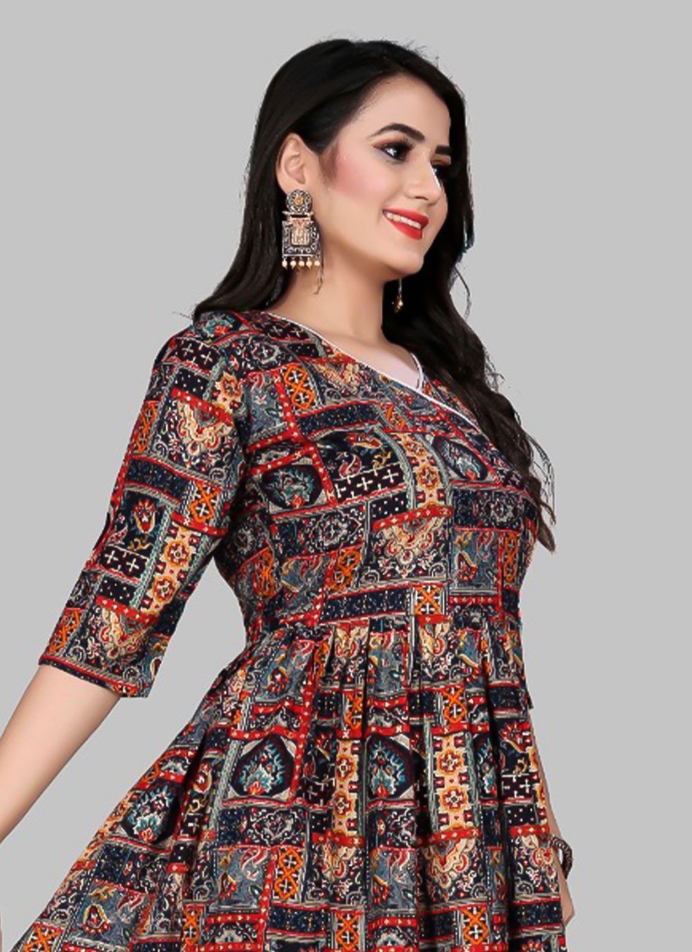 Designer Kurti Rayon Viscose Multi Colour Foil Print Kurtis